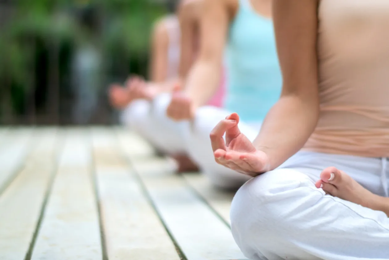 meditation and yoga retreat on deck